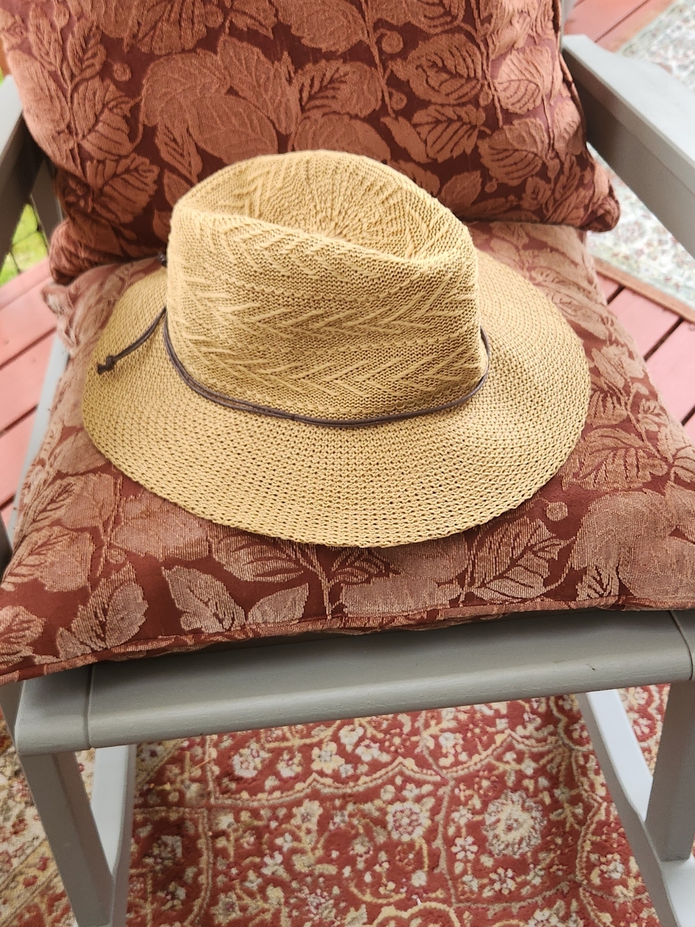 Straw Sun Hat with Braided Trim - Beige
